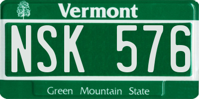 VT license plate NSK576