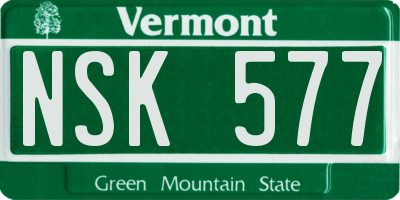 VT license plate NSK577