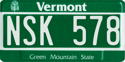 VT license plate NSK578