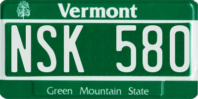 VT license plate NSK580