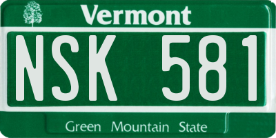 VT license plate NSK581