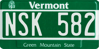 VT license plate NSK582
