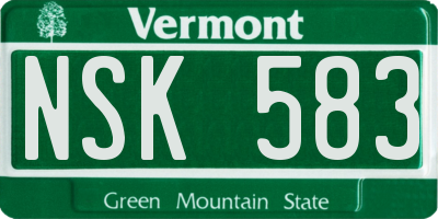 VT license plate NSK583