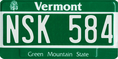 VT license plate NSK584