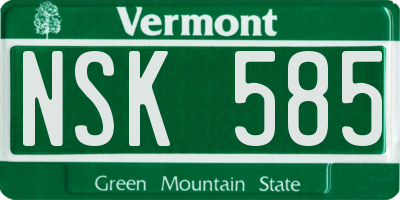 VT license plate NSK585