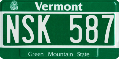 VT license plate NSK587
