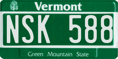 VT license plate NSK588