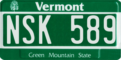 VT license plate NSK589