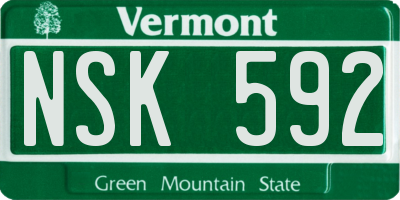 VT license plate NSK592