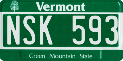 VT license plate NSK593