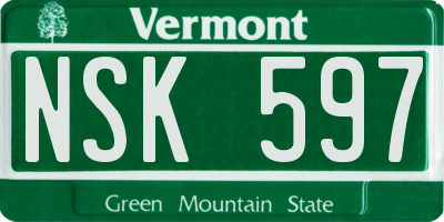 VT license plate NSK597