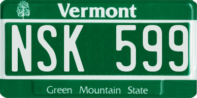 VT license plate NSK599