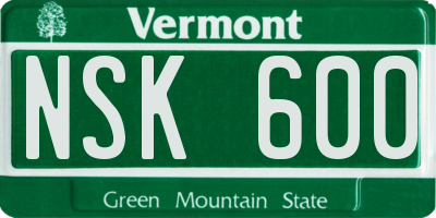 VT license plate NSK600
