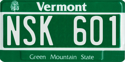 VT license plate NSK601