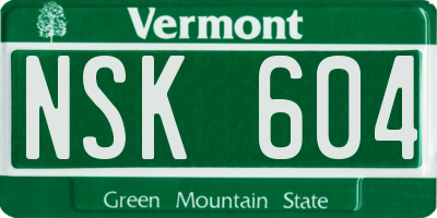 VT license plate NSK604
