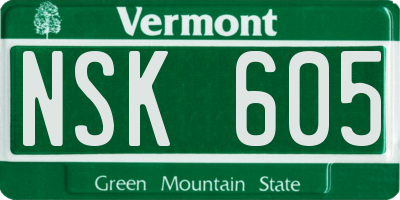VT license plate NSK605