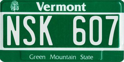 VT license plate NSK607