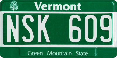 VT license plate NSK609