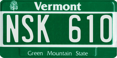 VT license plate NSK610
