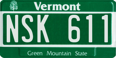 VT license plate NSK611