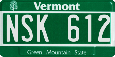 VT license plate NSK612