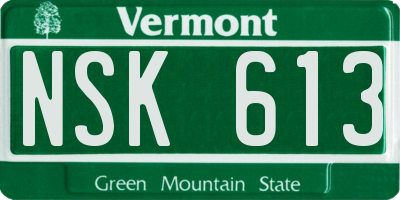 VT license plate NSK613