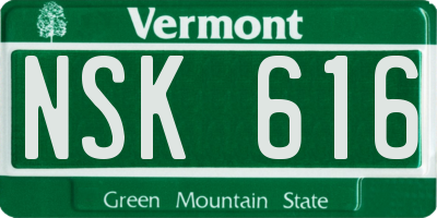 VT license plate NSK616