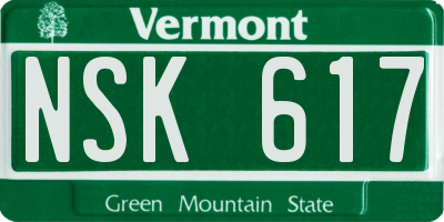 VT license plate NSK617