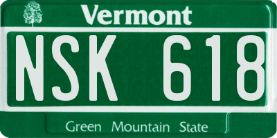 VT license plate NSK618