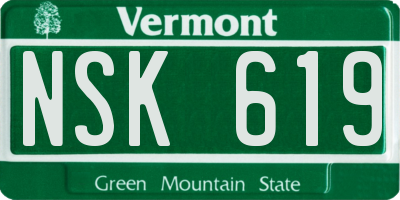 VT license plate NSK619