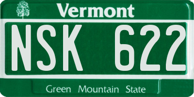 VT license plate NSK622