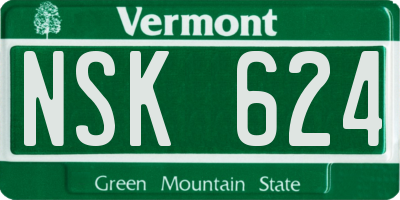 VT license plate NSK624