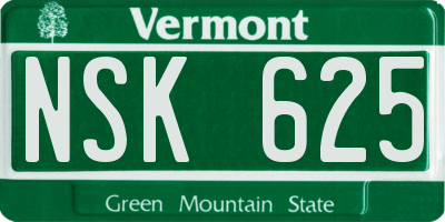 VT license plate NSK625
