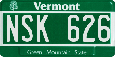 VT license plate NSK626