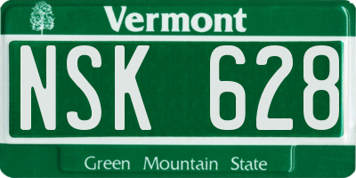 VT license plate NSK628