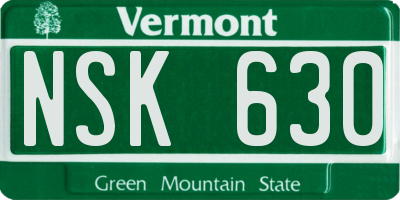 VT license plate NSK630