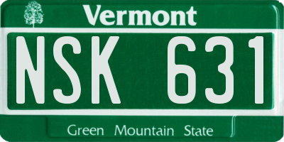 VT license plate NSK631