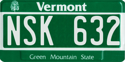 VT license plate NSK632