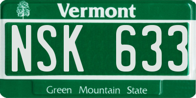 VT license plate NSK633