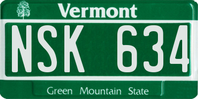VT license plate NSK634