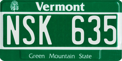 VT license plate NSK635