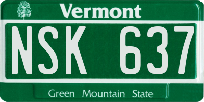 VT license plate NSK637