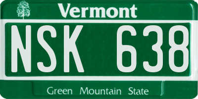 VT license plate NSK638