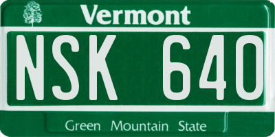 VT license plate NSK640