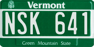 VT license plate NSK641