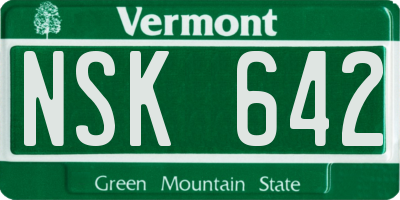 VT license plate NSK642