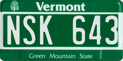 VT license plate NSK643