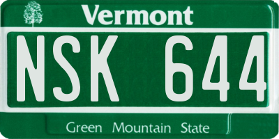 VT license plate NSK644
