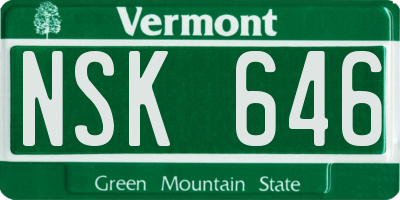 VT license plate NSK646