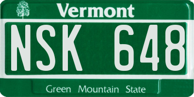 VT license plate NSK648